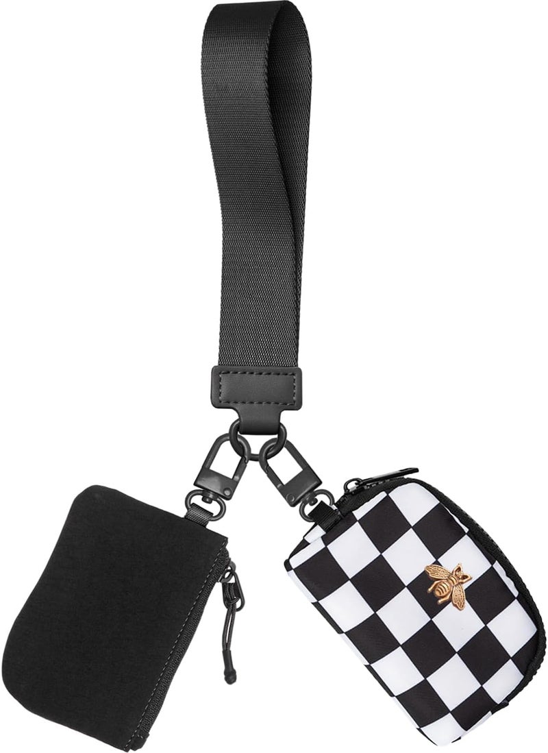COOLANS Mini Wristlet Wallets Dual Pouch,Around Wristlet Handbag Wallet for Women Zip Cards Holder,Wristlet Bracelet Purse - Image 1